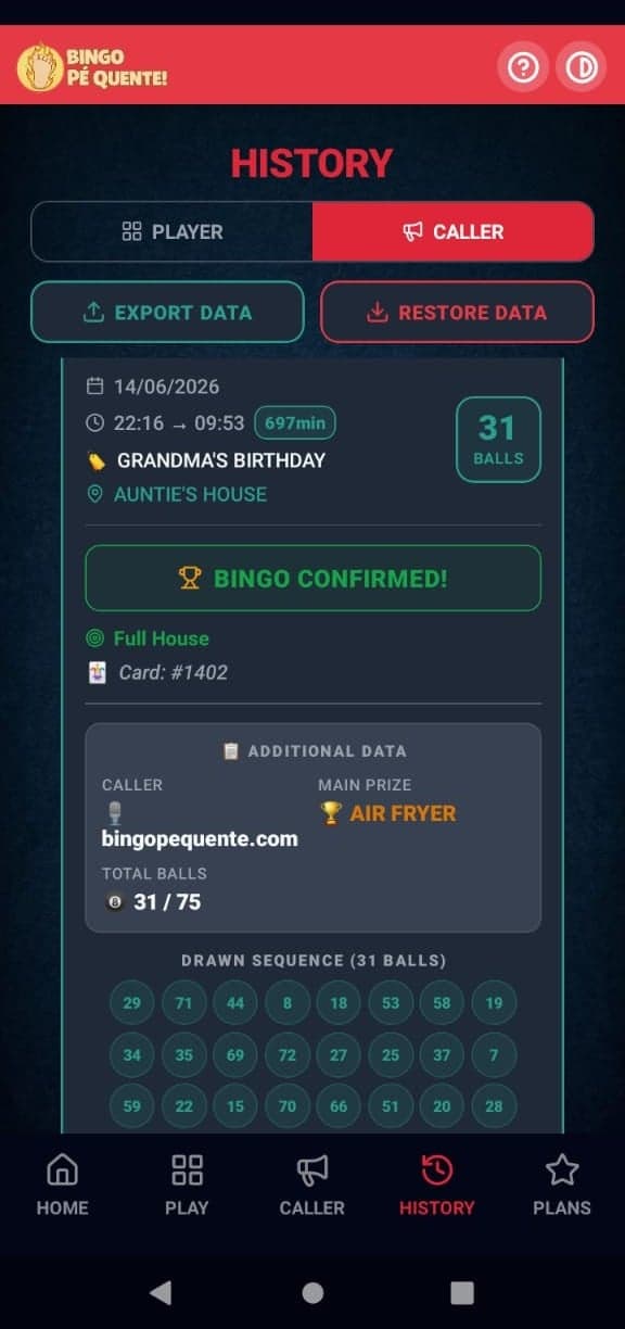 Caller history