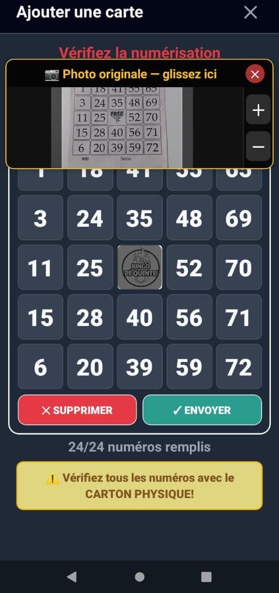 Vérifiez les numéros