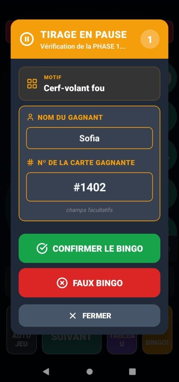 Vérifiez le BINGO
