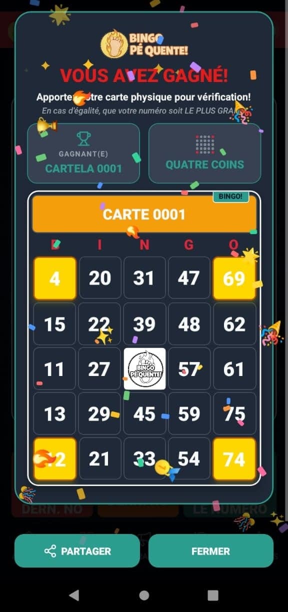 Gagné ? L'app célèbre avec vous !