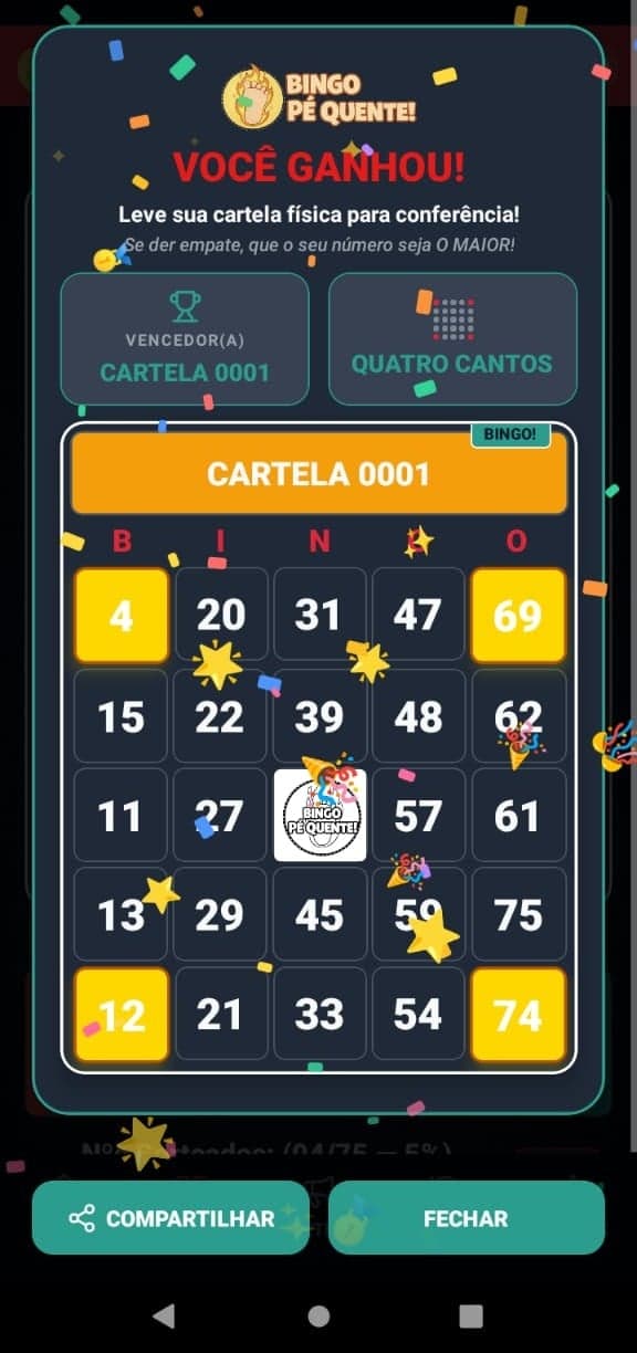 Ganhou? O app celebra com você!